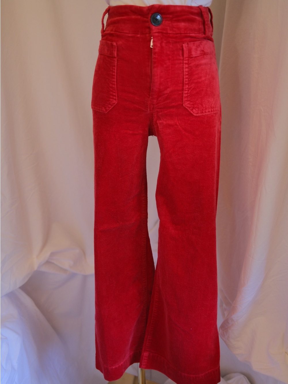 Anthropologie Maeve The Colette Red Corduroy Wide Leg Pants Size 24